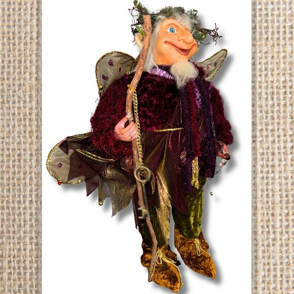 Large Woodland Troll Fairy Art Doll | Velvet Costume & Resin Face - Picture 2 of 8